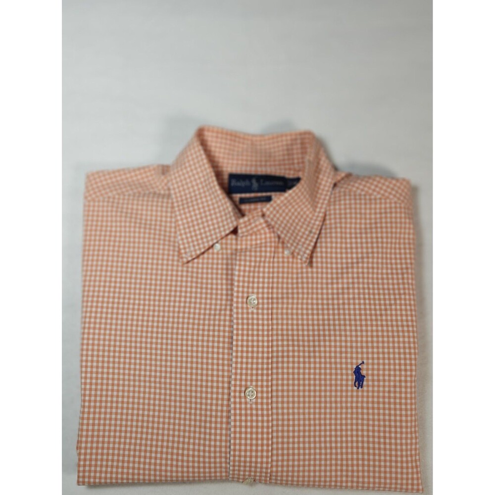 Ralph Lauren Blake Shirt  Mens Medium Orange Gingham Check Blake